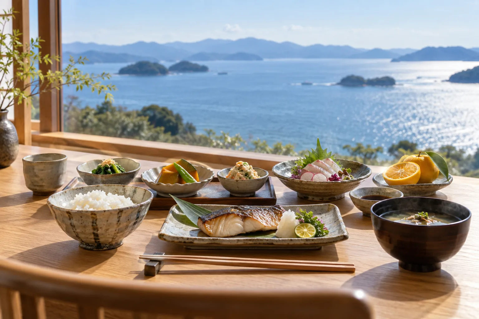 海を見ながらの朝食